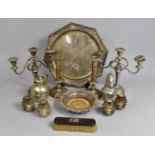 A Collection of Various Silver Plated Items to Comprise Aesthetic Style Tray with Bamboo Trim,