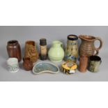 A Collection of Various Glazed Ceramics to Comprise Rope Stylised Jug, Chad Pottery Shaped Dish