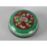 A Circular Chinese Cloisonne Enamel Box, Lid Decorated with Flowers, 10cms Diameter