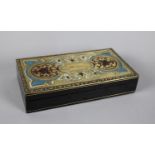 A 19th Century Brass Mounted Boulle Work Writing or Work Box with Hinged Lid Inscribed "Minna",