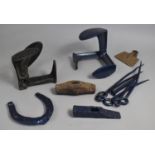 A Collection of Various Metalwares to Comprise Two Shoe Lasts Etc