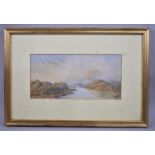 A Gilt Framed Watercolour Depicting Lake Scene, Signed H Clarke 1911, 23x12cm