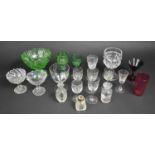 A Collection of Various 19th Century and 20th Century Glass to Comprise Cranberry Beaker, Green