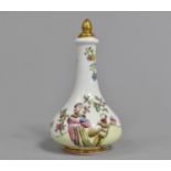 A Continental, Probably French Porcelain Scent Bottle with Hand Painted Oriental Scene with