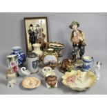 A Collection of Various Continental Ceramics to Comprise Capodimonte Figures, Moon Flask Etc,