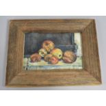 A Framed Small Still Life Watercolour, Fruit, Monogrammed MER, 15x11cms