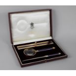 A Cased Asprey Desk Set Comprising Ruler, Magnifying Glass and Letter Opener