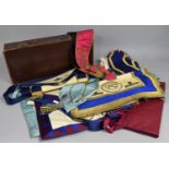 A Vintage Leather Case Containing Various Masonic Items