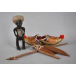 An African Fertility Doll together with a Pair of Persian Slippers Etc