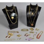 A Collection of Gilt Metal Jewellery to Comprise Chains, Lockets, Earring etc