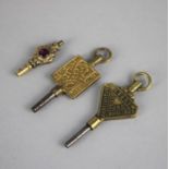 A Collection of Three Various Pocket Watch Keys