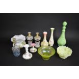 A Collection of Various 19th and 20th Century Opaque Glass to Comprise Vases, Ruffled Rim Bowl,