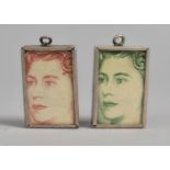 Two Silver Mounted Bank Note Pendants