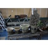 A Collection of Five Glazed Stoneware Graduated Patio Plant Pots