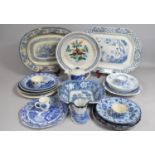 A Collection of Various 19th and 20th Century Blue and White Ceramics to Comprise Plates,