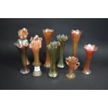 A Collection of Carnival Glass Vases