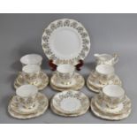 A Royal Malvern Gilt and White Teaset to Comprise Five Cups, Milk Jug, Six Saucers, Six Side