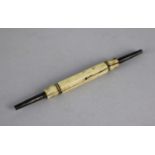 A Victorian Hexagonal Bone Handled Double Ended Propelling Pencil