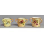 Three Royal Worcester Blush Ivory Miniatures, Two Tygs and a Loving Mug, Various Condition