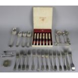 A Collection of Various Flatware to Comprise Silver Plate Forks, Serving Spoons, Pistol Grip