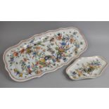 A Large French Faience Platter Decorated in Polychrome with Cornucopia and Flowers Together with a