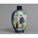 A New Chelsea Porcelain Co. Bottle Vase Decorated with Oriental Figural Scene on Powder Blue Ground,