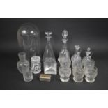 A Collection of Glass to Comprise Large Dome, Decanters, Tumblers etc