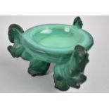 A Vintage Czechoslovakian Green Malachite Glass Bowl with Three Rearing Horse Supports, 10cms