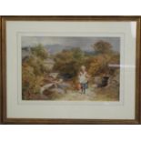 J H Mole 1876, A Framed Watercolour, Girl Bringing Water in Terracotta Jug, 44x29cms