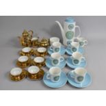 A 1970's Meakin Geometric Pattern Coffee Set Together with a Gilt Example