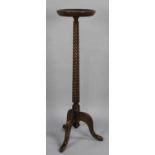 A Md 20th Century Tripod Torchere Stand with Barley Twist Support, Dish Top 28cms Diameter
