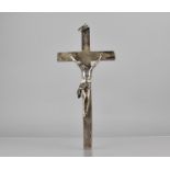 A Late 19th Century Continental White Metal Crucifix, Unmarked but Believed to Be Silver, 32cms High