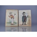Two Late Victorian Mounted but Unframed Watercolours Monogrammed WH Dated 1898 Depicting Suited