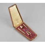 A Late 19th/20th Century French Gilt Metal Sewing Etui to Comprise Needle Case, Scissors, Thimble,