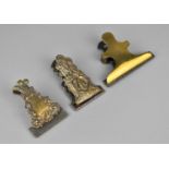 Three 19th/20th Century Brass Desk Paper Clips to include Victorian Example with Prince of Wales