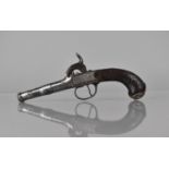 A Late 18th/19th Century Percussion Cap Pocket Pistol, Unsigned, with Silver Wire Inlay and