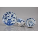 An 18th Century Ca Mau Cargo Chinese Blue and White Tea Bowl and Saucer decorated with Birds Perched
