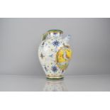 A 19th Century Spanish Faience Pottery Wine Jar, Decorated with Stylised Bird and Floral Decoration,