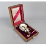 A Continental Silver and Gilt Christening Set in Wooden Presentation Box with Decorated Hinged