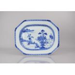 An 18th/19th Century Chinese Porcelain Blue and White Platter decorated with River Village Scene,