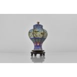 A Japanese Cloisonne Vase of Hexagonal Globular Body having Short Neck and Tapering Foot to