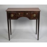 A 19th Century Mahogany Lowboy Having Centre Drawer Flanked by Two Slightly Deeper Short Drawers