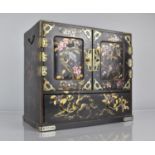 A Japanese Lacquered Collectors Table Top Cabinet with Panelled Doors to Six Inner Drawers and