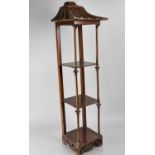 An Oriental Wall Hanging or Freestanding Three Shelf Unit with Scalloped Roof Top and Carved and