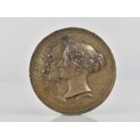A Mid 19th Century Bronze 1857 Great Exhibition Exhibitors Medal, Featuring The Profile of