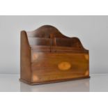 An Edwardian Inlaid Mahogany Stationery or Letter Rack, 31cms Wide