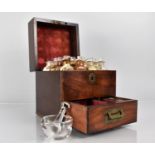 A 19th Century Mahogany Campaign Apothecary Box with Paper Label for Moxon Smith, Hill, Hinged Lid