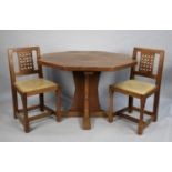 A Peter Heap 'Rabbit Man' Dining Set to Comprise Four Chairs with Latticework Back and Chamfered