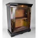 A 19th Century Ebonized Pier Cabinet with Marquetry and Ormolu Decoration and a Single Glazed