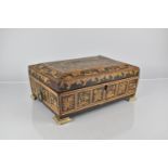 A 19th Century Lacquered Chinoiserie Work Box with Ormolu Bracket Feet, Hinged Lid to Removable